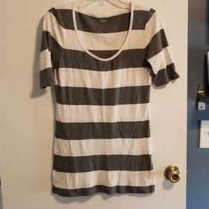 Express gray and white striped shirt